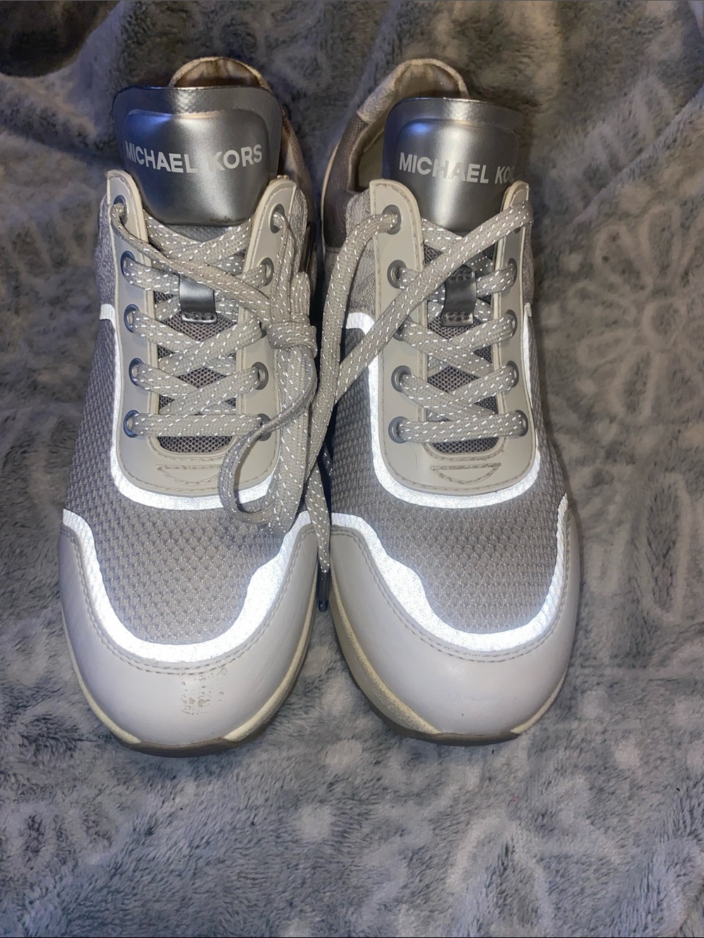 Michael Kors Men's Silver Gray Reflective Lace-Up Sneakers